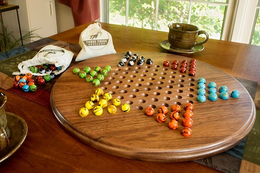 Handmade Chinese Checkers Board: Solid Walnut, Oak, or Cherry Wood, Glass Marbles - Etsy