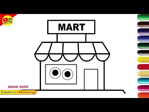 How to Draw a Mart Shop 🏪 | Easy Step by Step Drawing Tutorial