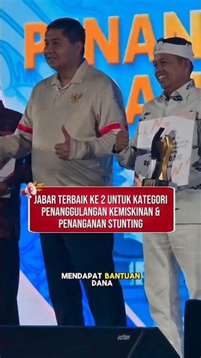 KDM Receives Award, West Java is Second Best, Poverty Alleviation and Stunting Management Category