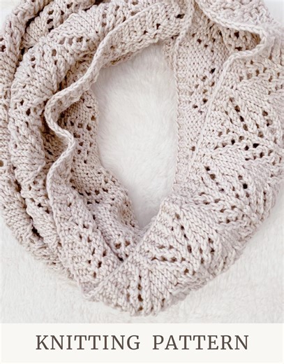 Easy Repeating Lace Infinity Scarf Knitting Pattern, Simple Lace You Can Memorize, DK Yarn Knit Cowl Pattern - Etsy UK
