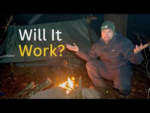 Solo Bushcraft Camping in Freezing Rain | Testing a Simple Shelter