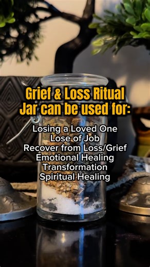 Watch out previous Reel on how to make. 💔 Grief comes in many forms—loss of a loved one, a job, a friendship, or even the version of yourself you’re leaving behind. This Grief & Loss Ritual Jar was created to help you release sorrow, invite comfort, and protect your spirit as you heal. ✨ Each layer—sea salt, burdock root, agrimony, nettle, protection rice, myrrh resin, and black tourmaline—works together to cleanse heavy emotions, offer strength, and shield your energy during times of transitio