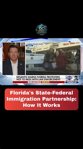 DC America Decoder🇺🇸 on Instagram: "Florida's State-Federal Immigration Partnership: How It Works In Florida, a joint initiative called Operation Tidal Wave (launched in 2025 under 287(g) agreements) allows state and local law enforcement to partner with federal Immigration and Customs Enforcement (ICE) to identify and process individuals in the country illegally. ⚖️📊 Since starting, the program has led to over 10,000 arrests, with many involving people who have criminal records or final depo