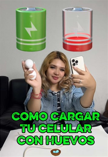 🪫Aprende cómo cargar tu celular usando huevos 🪺 🔋#mishita #mishitaromero #aprende #chapinesenusa🇬🇹💙🇺🇸