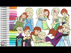 Disney Princess Coloring Book Compilation Frozen Sisters Anna and Elsa