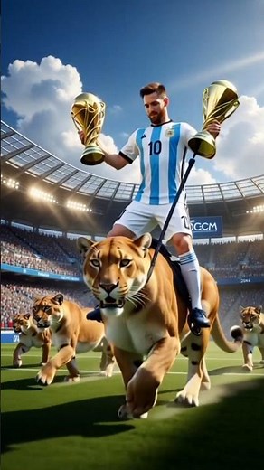 Messi Rides a Giant Puma! Epic 4K World Cup Moment 🏆🐆#WorldCup#NEOM2040#Messi #football#neokick-z786