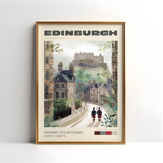 Edinburgh Wall Art Print | Vintage Travel Poster | Edinburgh Poster | UK Home Decor | Travel Art Gift | Retro Poster | Christmas Gift - Etsy UK