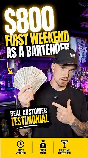 Bartending Student Made $800 Their First Weekend | Real Results From The Bar School