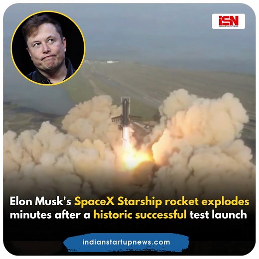 Elon Musk-led SpaceX's Starship, the world's biggest rocket, exploded minutes after its first historic successful test launch. Responding to this incident, SpaceX said Starship experienced a rapid unscheduled disassembly before stage separation. "Teams will continue to review data and work toward our next flight test," the company said. Elon Musk, in a tweet, said, Learned a lot for next test launch in few months. #elonmusk #spacex #starship #rocket #space #explosion #reels #instagramreels #news