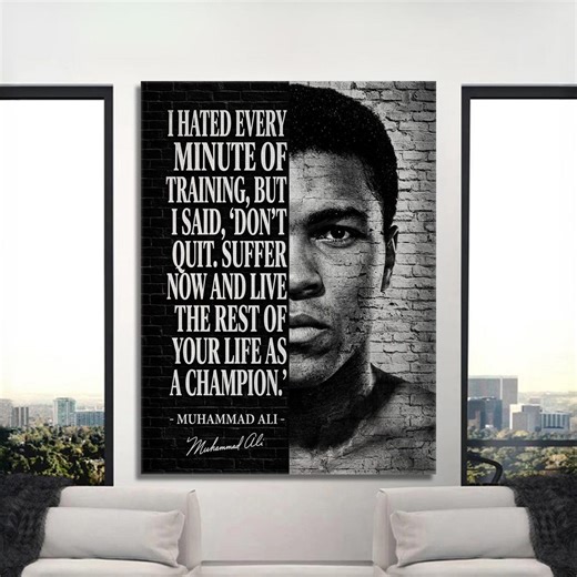 Muhammad Ali Poster Motivational Gym Wall Art, Inspirational Sports Prints for Athletes Room Decor, Quotes on Canvas Office Wall Art - Etsy