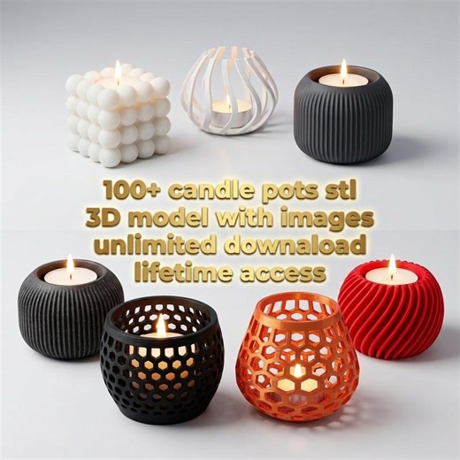 100  Candle Pot STL Bundle | Candle Holder 3D Print Files | Minimal & Cute Designs | Easyprint | Instant Download - Etsy