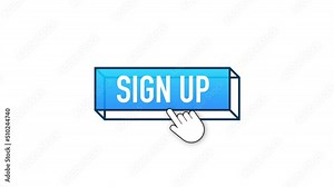 Blue sign up button in modern style. Business Motion graphics icon. Arrow icon 4k