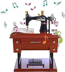 Pomya Mini Music Box,Portable Mini Vintage Retro Sewing Clockwork Music Box Table Decoration Music Box for Birthday Gift Christmas Music Box