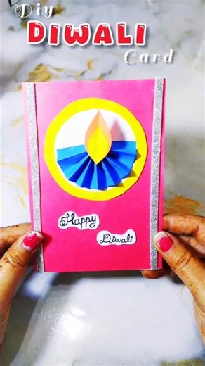 3D Paper Diya Diwali Card 🪔 |Easy handmade Diwali greeting card | Diwali craft ideas #shorts