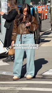 How women styling moon boots in NYC | Randomoutfitideas