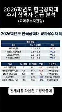 2026 한국공학대 교과우수자 수시등급 분석 2탄 #한국공학대수시등급#한국공학대학교수시