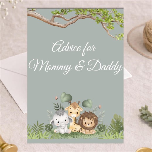 Baby Shower Table Signs & Food Cards: Safari Jungle Decor Bundle Editable in Canva - Etsy