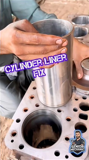 How to Fix a Cylinder Liner in an Engine Block | Pro Mechanic Trick #engine#cylinder#mechanic#shorts