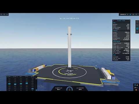 SimpleRockets 2 Falcon9 automatic landing Vizzy program(improved landing burn)