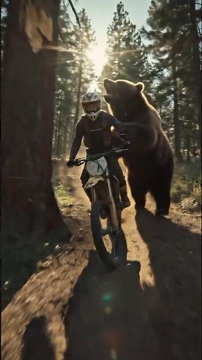 Bear Chasing Biker at Full Speed! | Nearly Caught on Camera 😱🏍️🐻 #bearattack #bikerchase #bearchase
