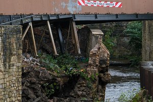 Photos show how footpath bridge over River Sheaf in Sheffield has buckled