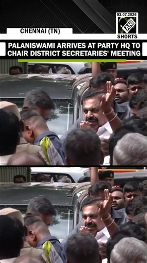 AIADMK Gen Secy Palaniswami arrives at party HQ to chair party district secretaries' meeting