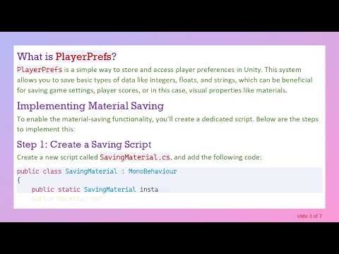 How to Persist Player Material Changes in Unity Using PlayerPrefs