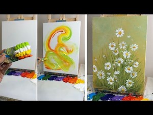 Beautiful Daisy Flowers | Easy Acrylic Painting Tutorial for Beginners #045