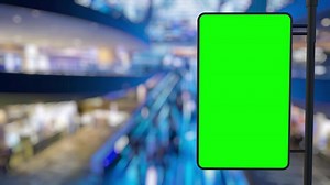 Timelapse of a green screen billboard with mall backgrounds