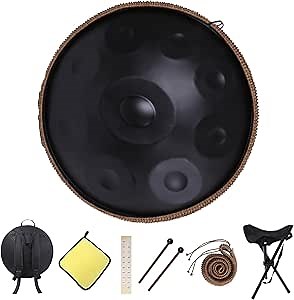 Kurd Handpan 22" D Minor - 9 Note Handpan Drum for Professional Performance, 440Hz Sound, Includes Cloth, Bracket