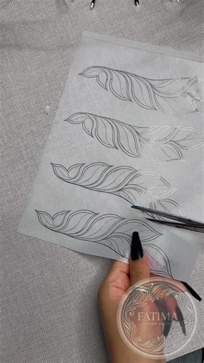 Henna side piece design ideas — leaf fill variation