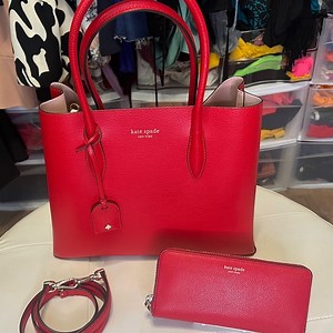Kate Spade Red Tote Bag and Wallet Set
