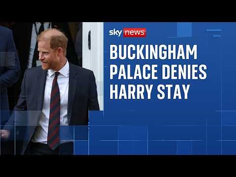 Palace says Prince Harry will not be staying there, despite claim from Duke's team
