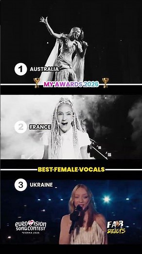 My AWARDS - Best FEMALE Vocals: Eurovision 2026🏆▶️ Who is your favourite? 🎶😍 #escawards