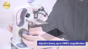 SWIFT Compound Monocular Microscope SW200DL with 40X-1000X Magnification, Dual Light, Precision Fine Focus, Wide-Field 25X Eyepiece and Cordless Capability for Student Beginner