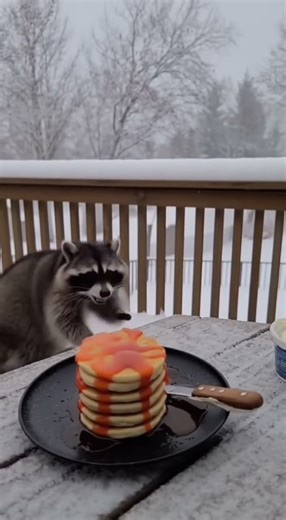 Raccoons vs Ghost Pepper Pancake Stack 😁 Most hilarious battle of taste ever 😂 #fypシ #youtubeshorts