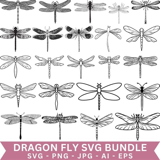 Dragonfly SVG Bundle, Silhouette Clipart, Cut Files (digital Download) - Etsy