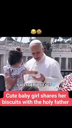 Cute baby girl shares her biscuits with the holy father papacy and Catholic books | Catholic theological School and Bookstore