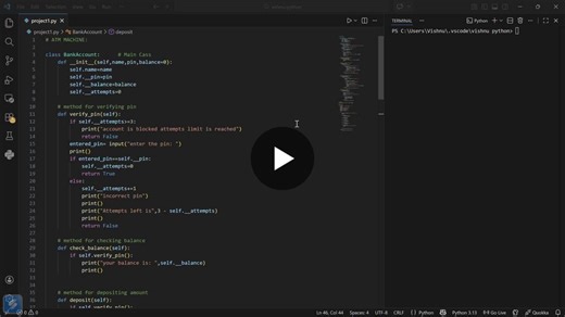 Python ATM Banking System with Encapsulation | Vishnu Vardhan posted on the topic | LinkedIn