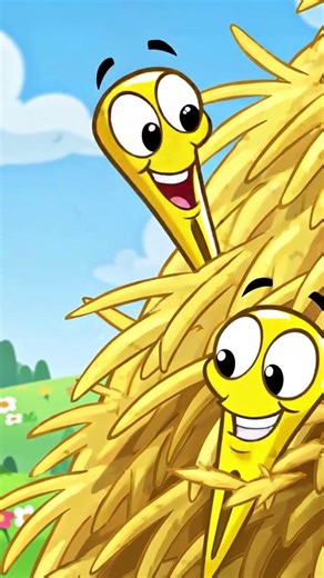 2 Happy Playful Needles in a Haystack ~ Cartoon Style