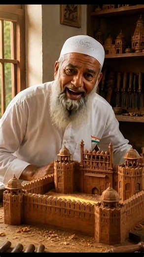 I Built Lal Qila (Red Fort) from Wood 🏰 | Handmade Indian Art ❤️ #shorts #redfort #lalqila