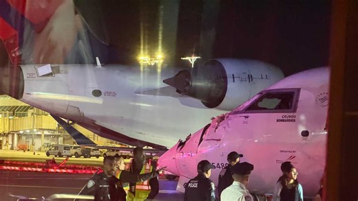 Two regional Delta jets collide at LaGuardia; wing slams into cockpit window