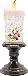 Amazon.com: Wondise Christmas Snow Globe with Timer, Battery Operated Swirling Water Glittering Lighted Snow Globe Candlestick Thanksgiving Christmas Decoration(Santa) : Home & Kitchen