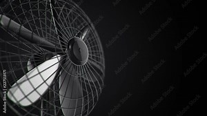 Animation of rotating fan with close up view. Backdrop of air conditioning and ventilation. Animation of seamless loop.
