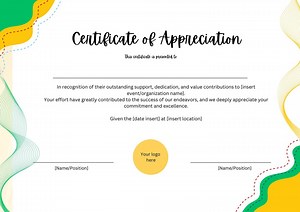 Editable Certificate of Appreciation Template: Printable Award (instant Download) - Etsy
