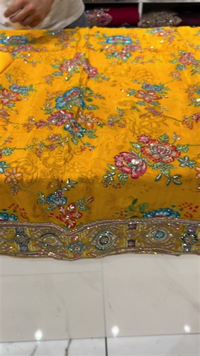 Bright Yellow Pure Silk Mehndi Suit with Chiffon Dupatta