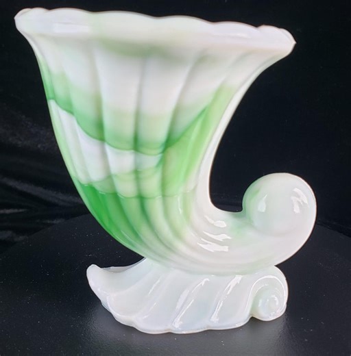 AKRO Agate/ Vogue Mercantile Cornucopia Green and White Cornucopia Glass Trinket or Toothpick Holder No.2 - Etsy
