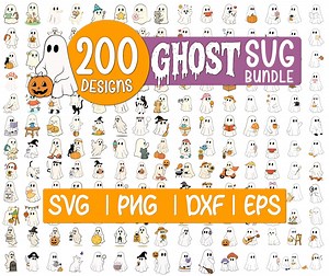 200 Halloween Ghost SVG PNG Bundle: Retro Spooky Designs - Etsy