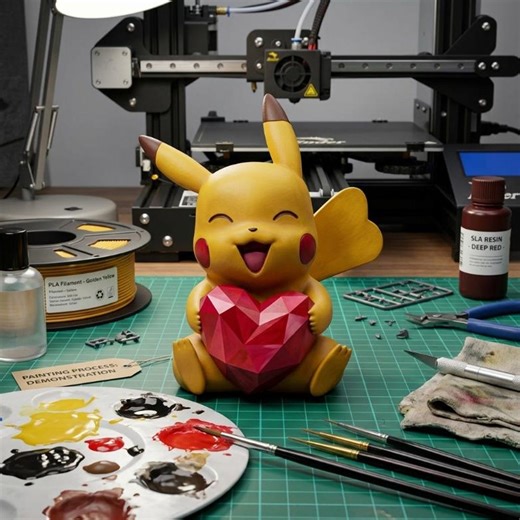 Cute Pikachu Heart 3D Print Model, Pokemon Inspired Figurine, 3D Printable STL, DIY Decor, Gift for Pokemon Fans - Etsy